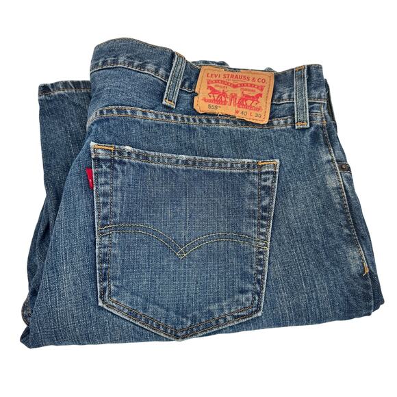 Levi's 559 Jeans Mens 40x30 (41x30 ACTUAL) Relaxed Straight Faded Wash Denim - Picture 1 of 10